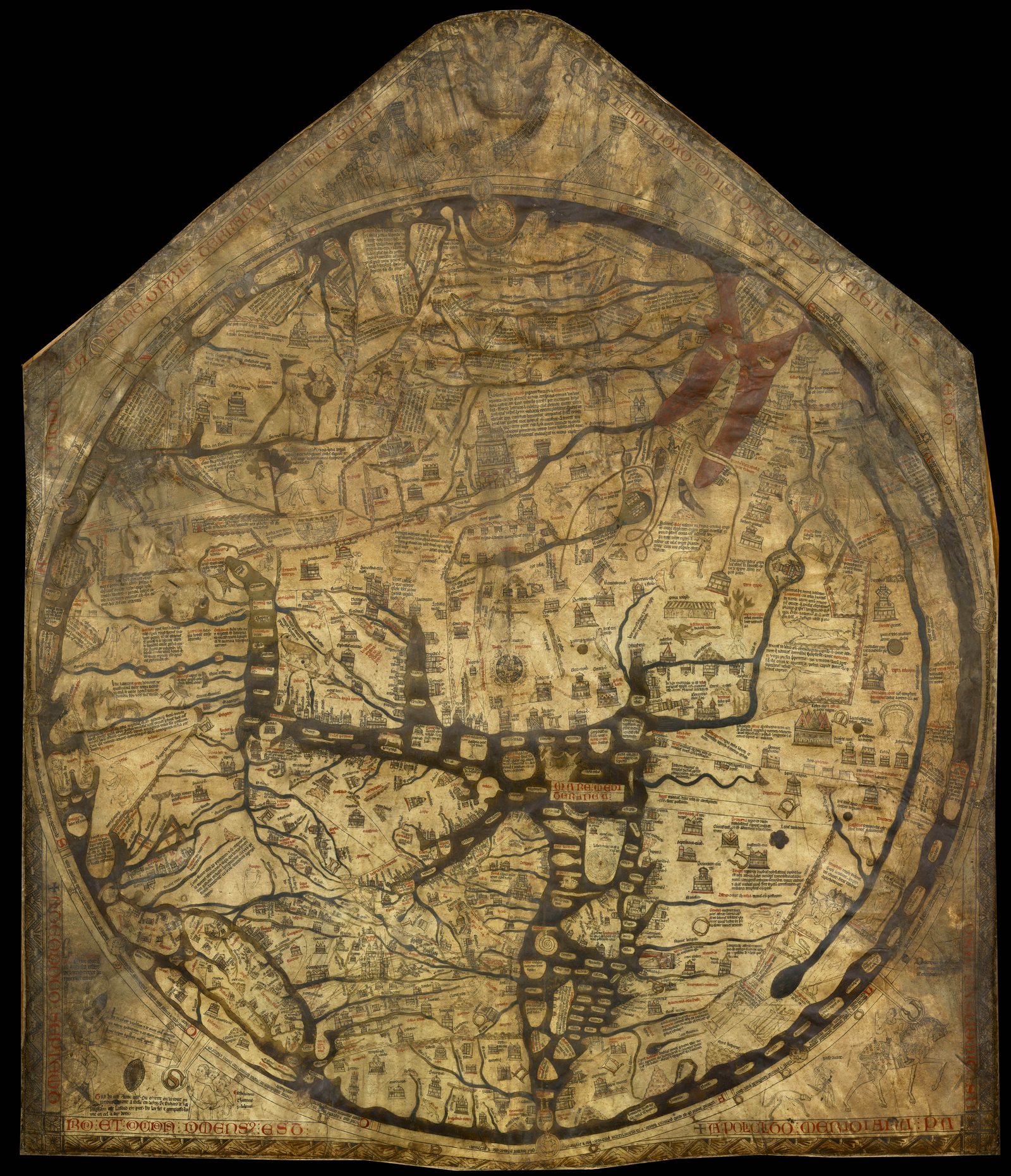 The Hereford Mappa Mundi, c.1300: the whole world as medieval Europe drew it, every door on it now opened or honestly marked. Image: Wikipedia