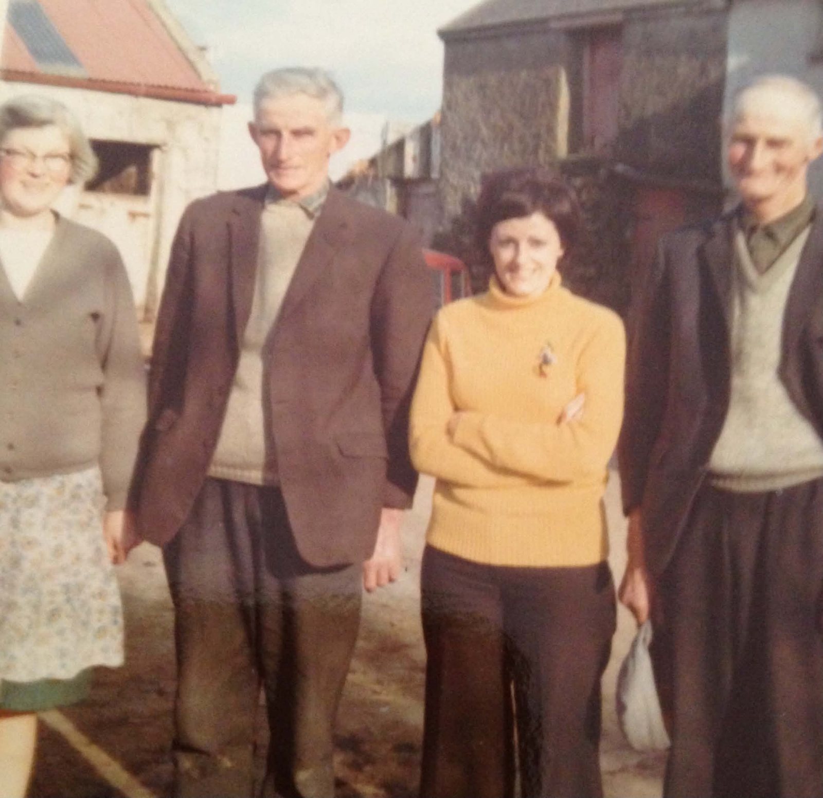 Sue at the Tullyglass farm in 1972, with Edward and Samuel, on the ground her great-grandfather left in 1863.